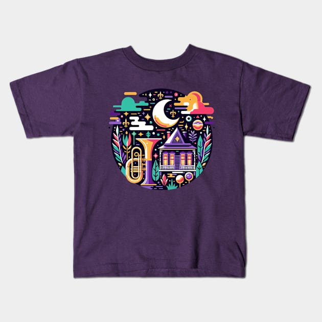 Jazzfest New Orleans Kids T-Shirt by gentlemanjoan